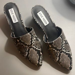 Steve Madden bishop snakeskin mules